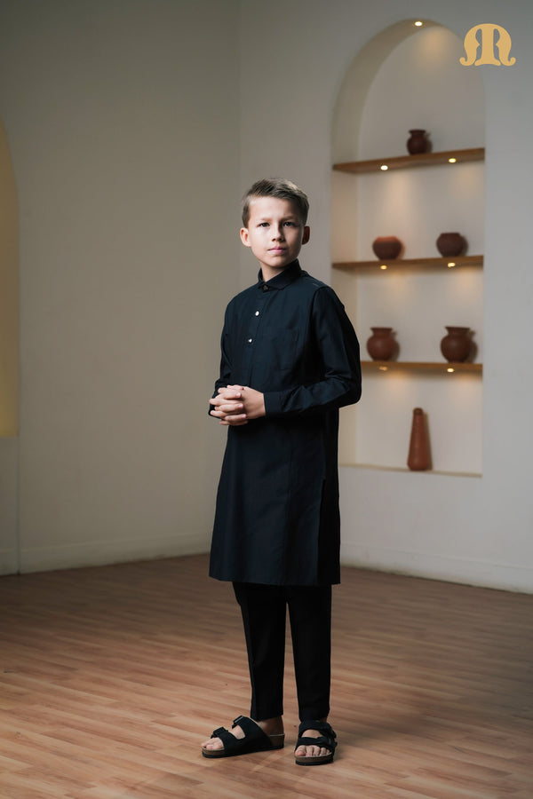 Asiri Black Kali Kurta Set Boys