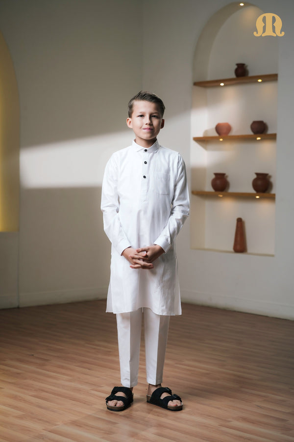 Asiri White Kali Kurta Set Kids