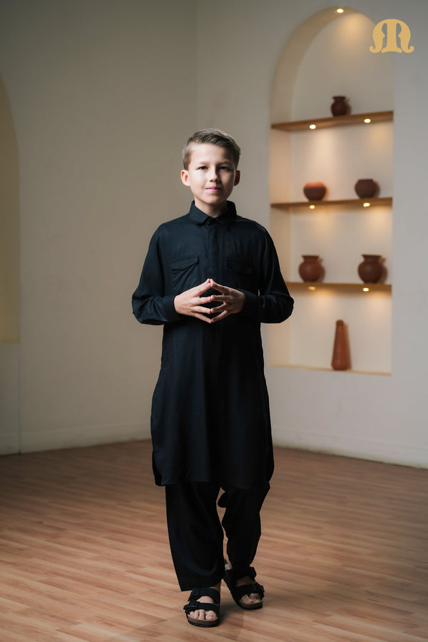 Kikan Black Pathani Set Boys