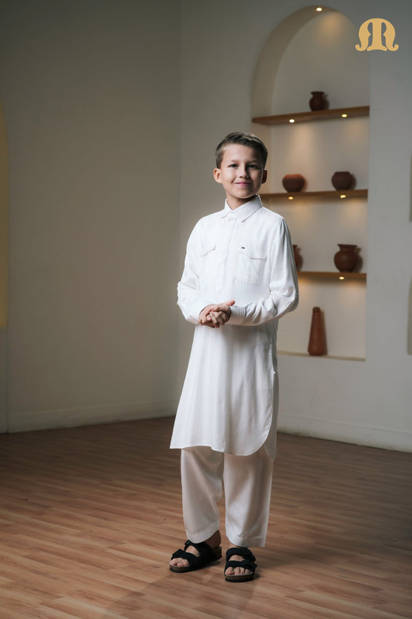 Kikan White Pathani Set Boys