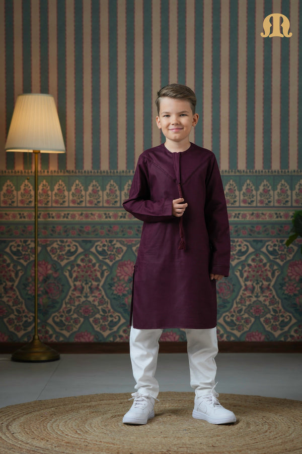 Emrati Kurta Set Maroon For Kids