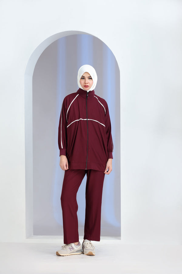 Velox Knit Co-ord Set Maroon