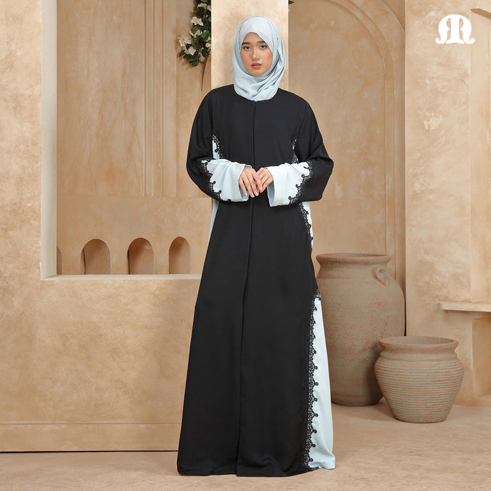 Vita Black & Sky Blue Abaya
