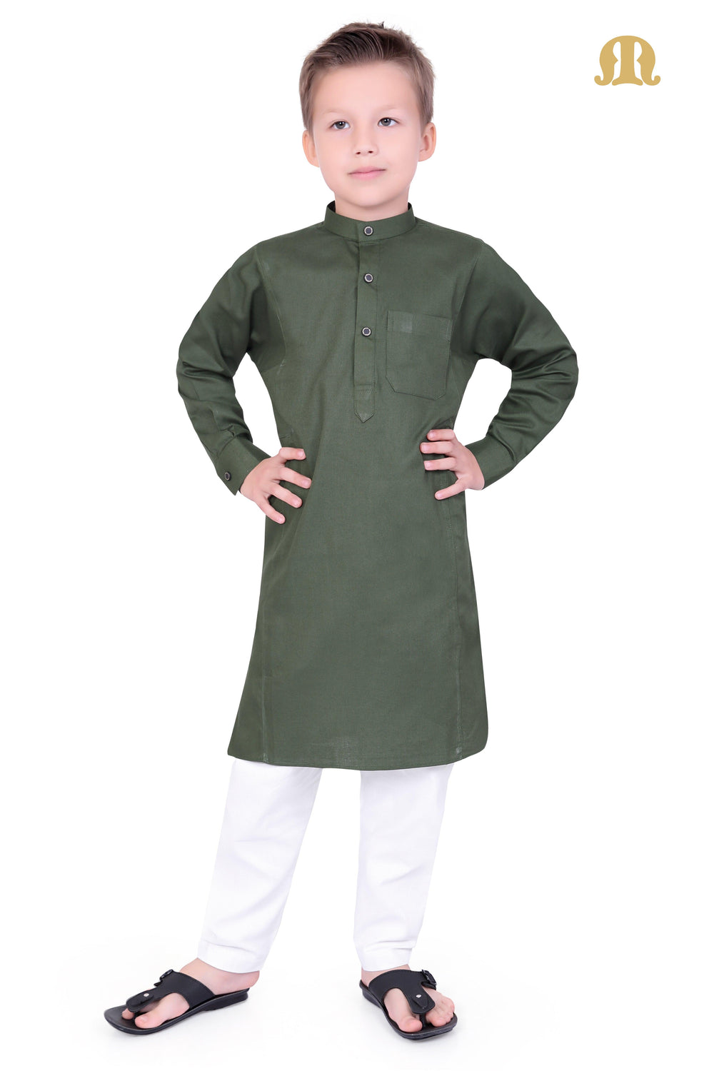 Green Kali Kurta for Kids - Mashroo