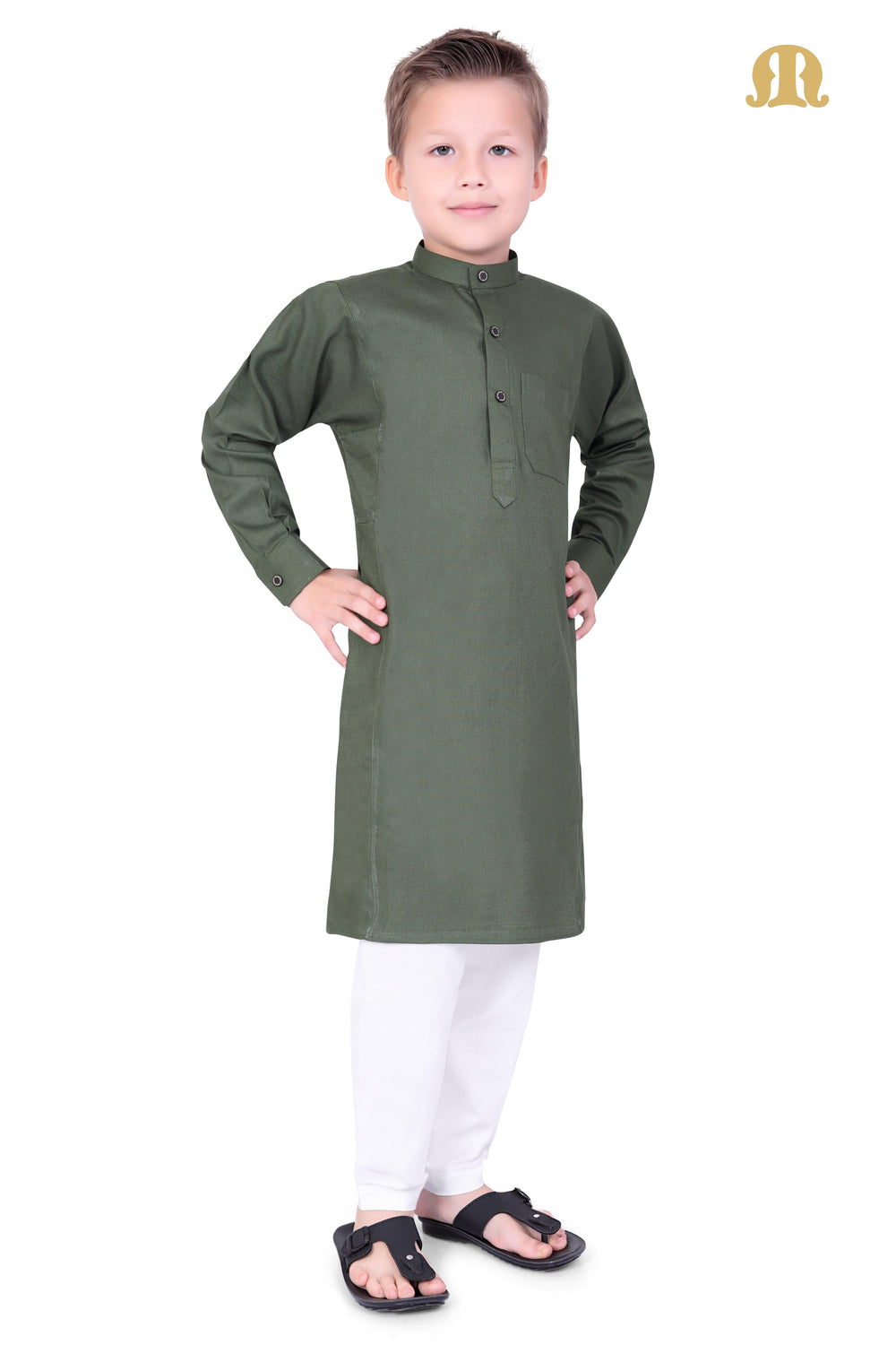 Green Kali Kurta for Kids - Mashroo