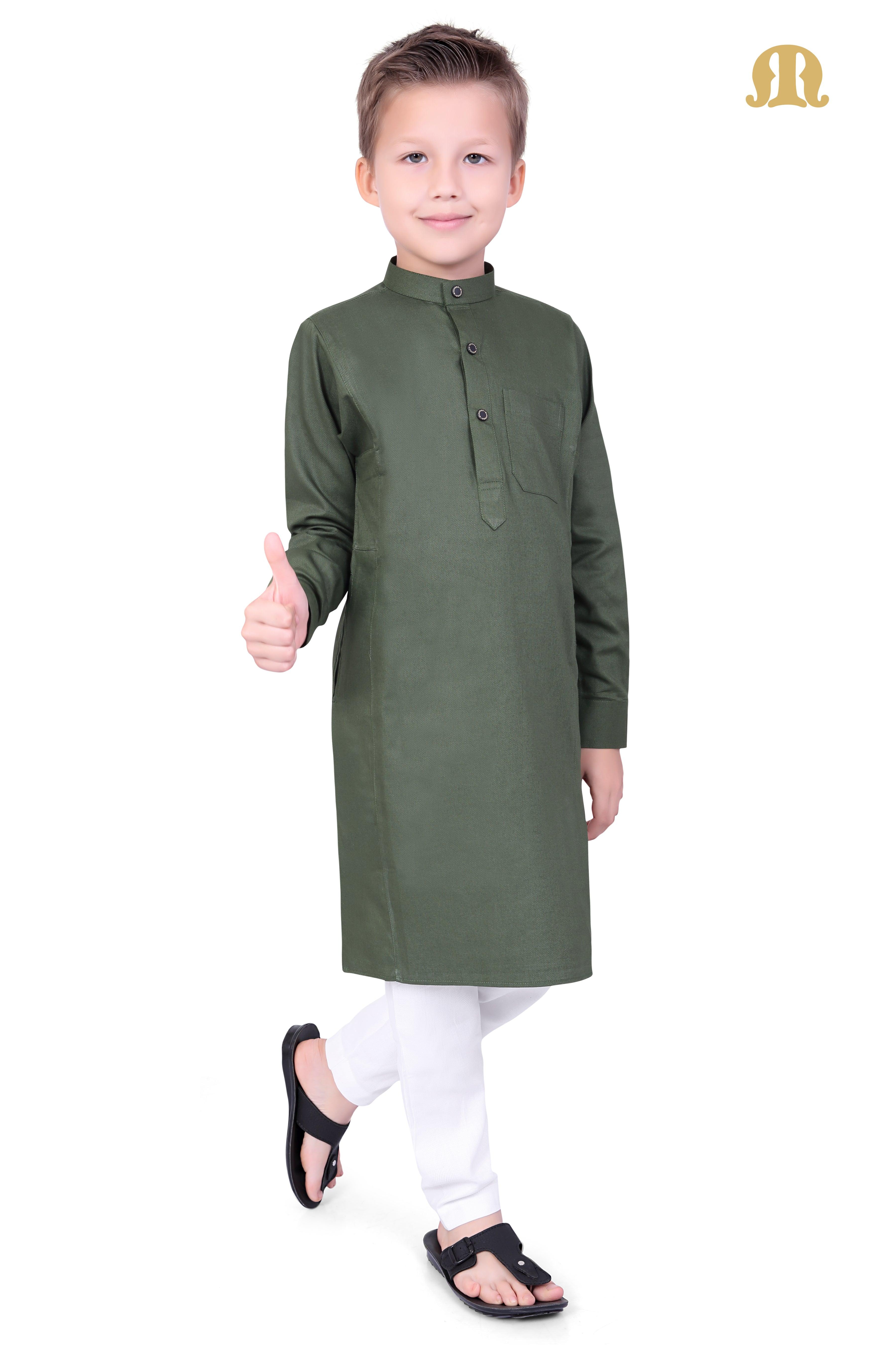 Green Kali Kurta for Boys - Mashroo