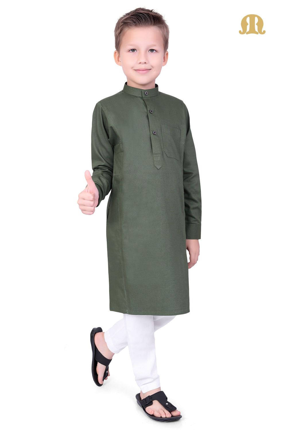 Green Kali Kurta for Kids - Mashroo