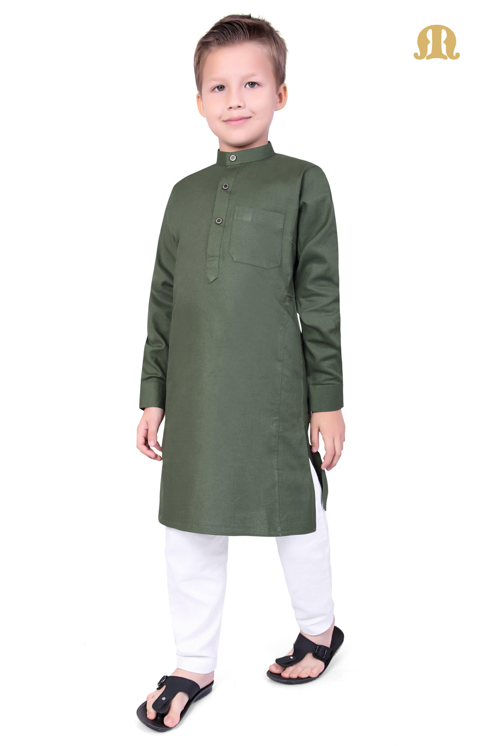 Green Kali Kurta for Kids - Mashroo