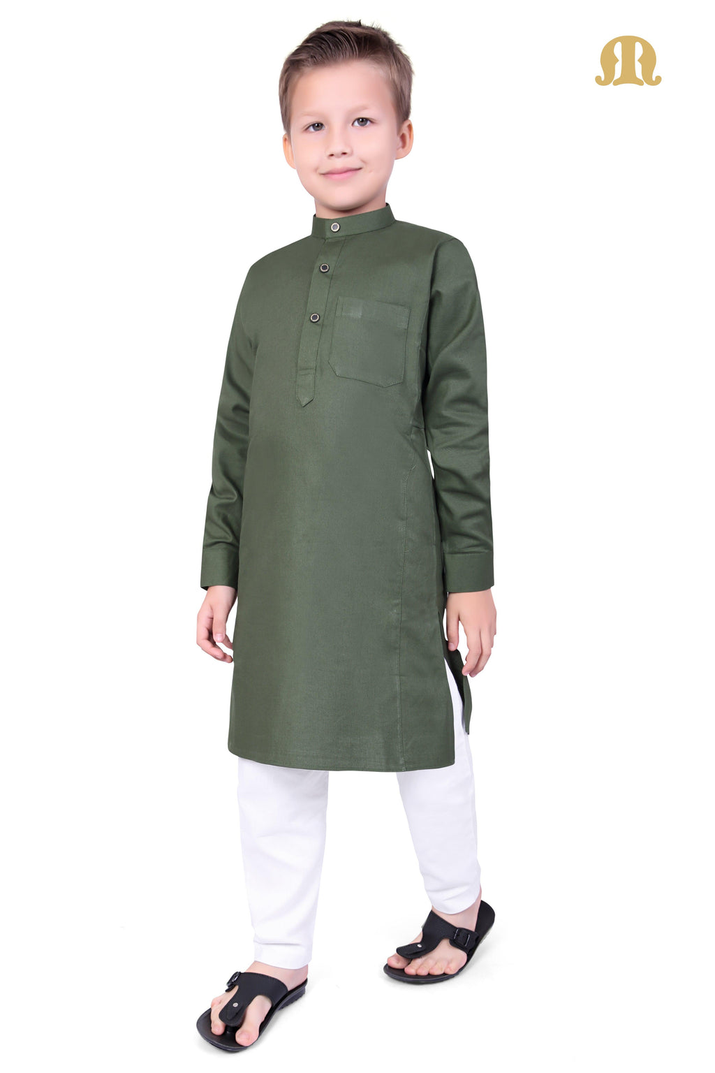 Green Kali Kurta for Kids - Mashroo