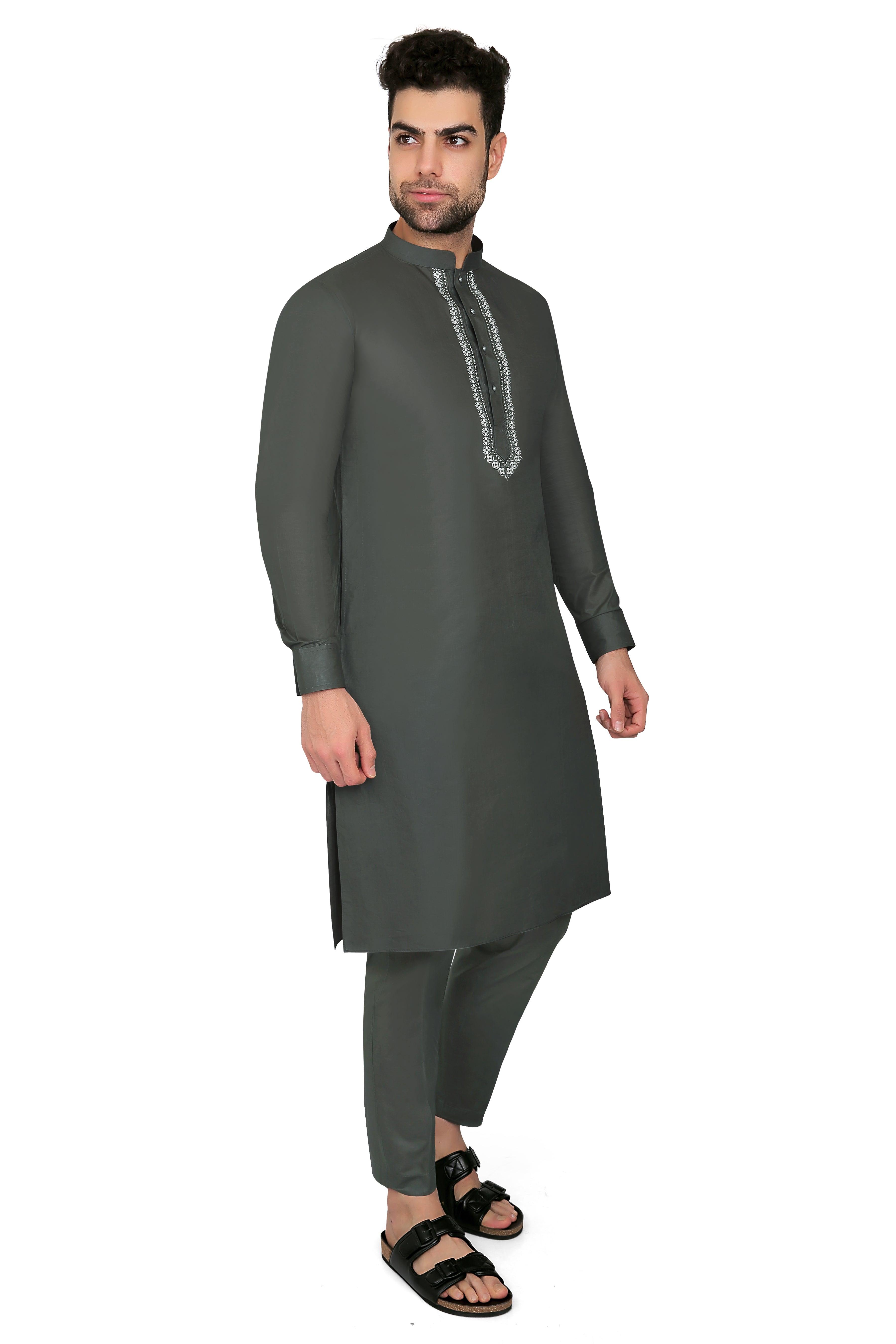 Ahyan Kurta Set Army Green