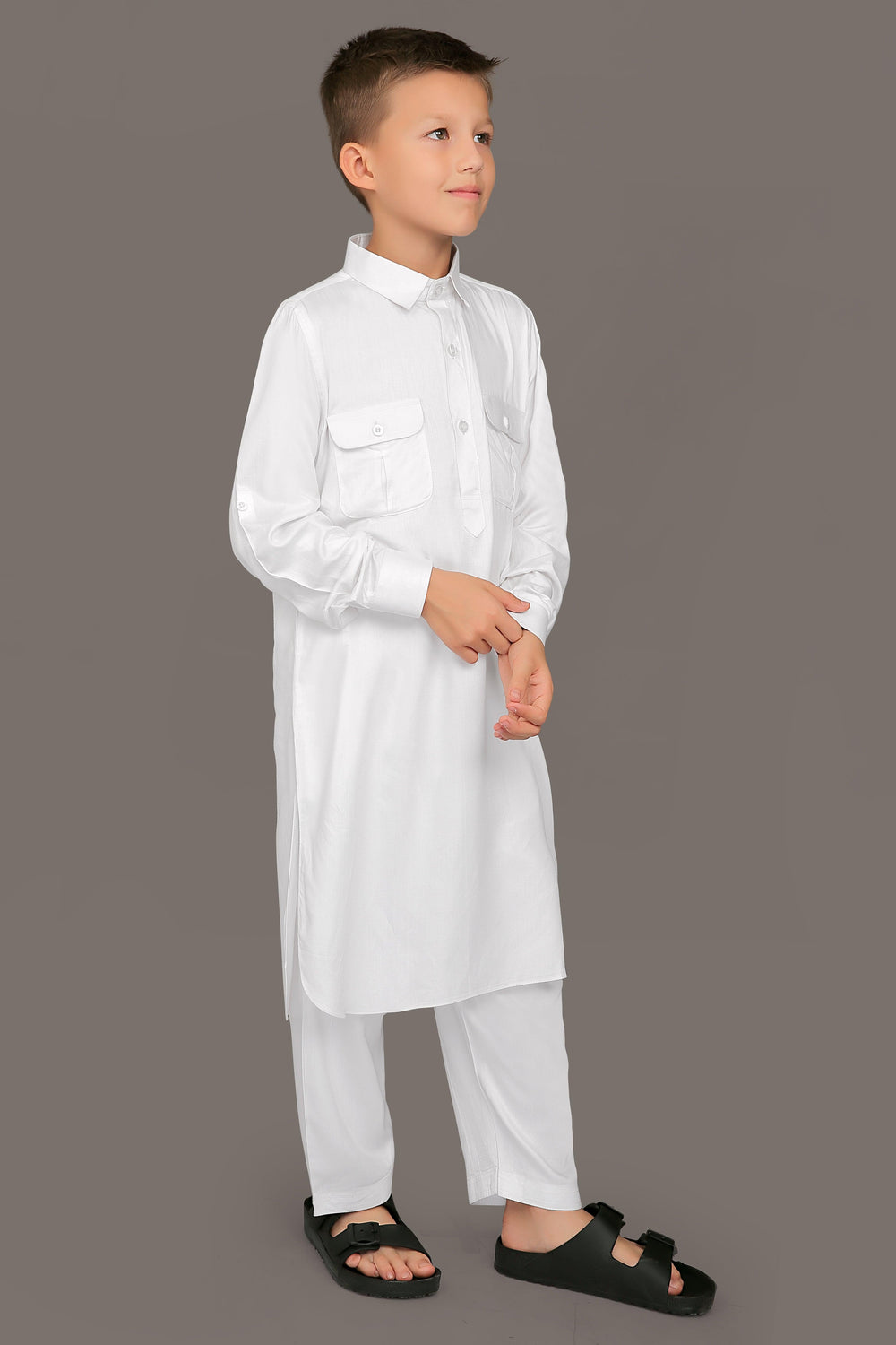 Oday White Pathani Suit for Boys - Mashroo
