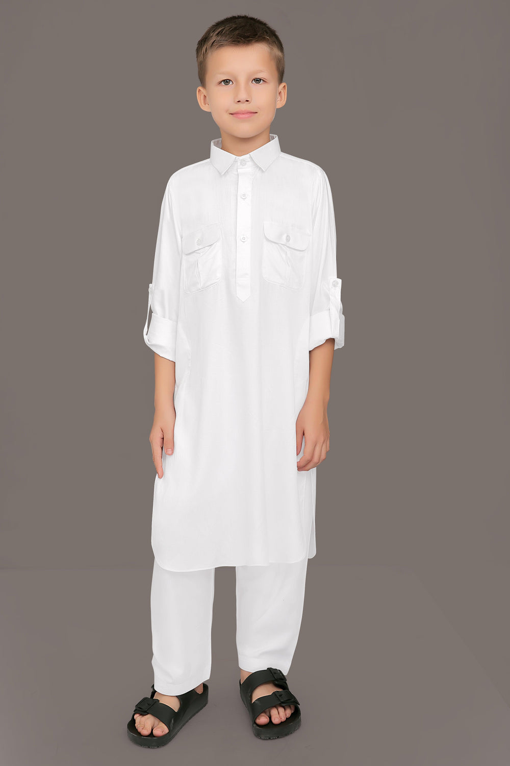 Oday White Pathani Suit for Boys - Mashroo