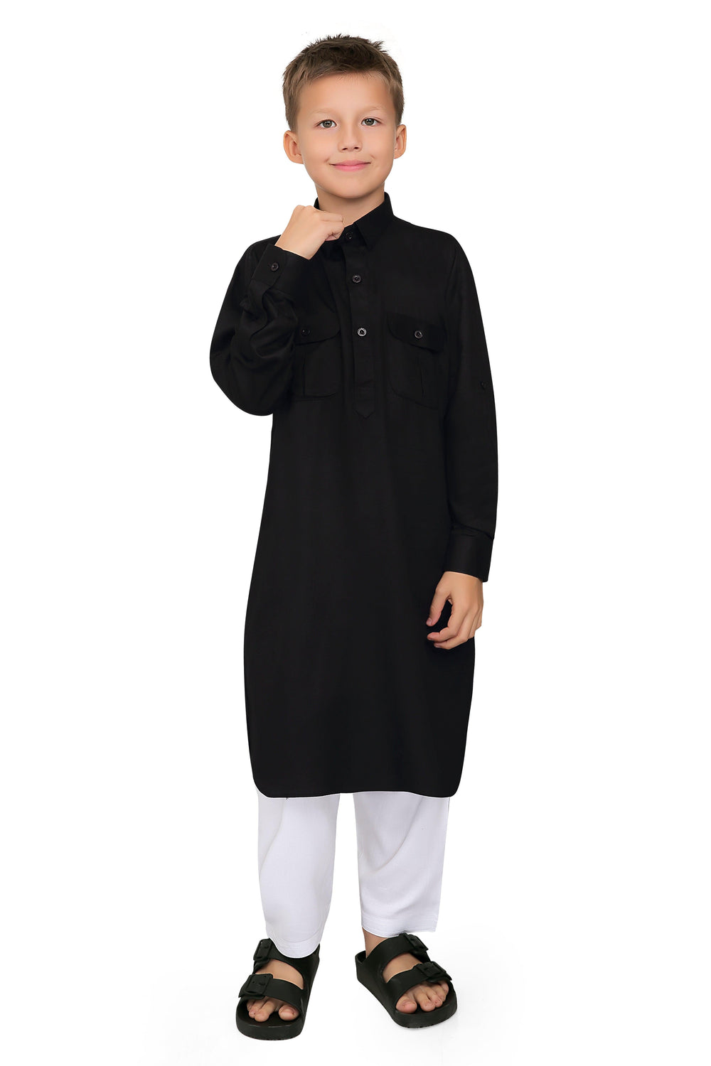 Oday Black Pathani Suit for Boys - Mashroo