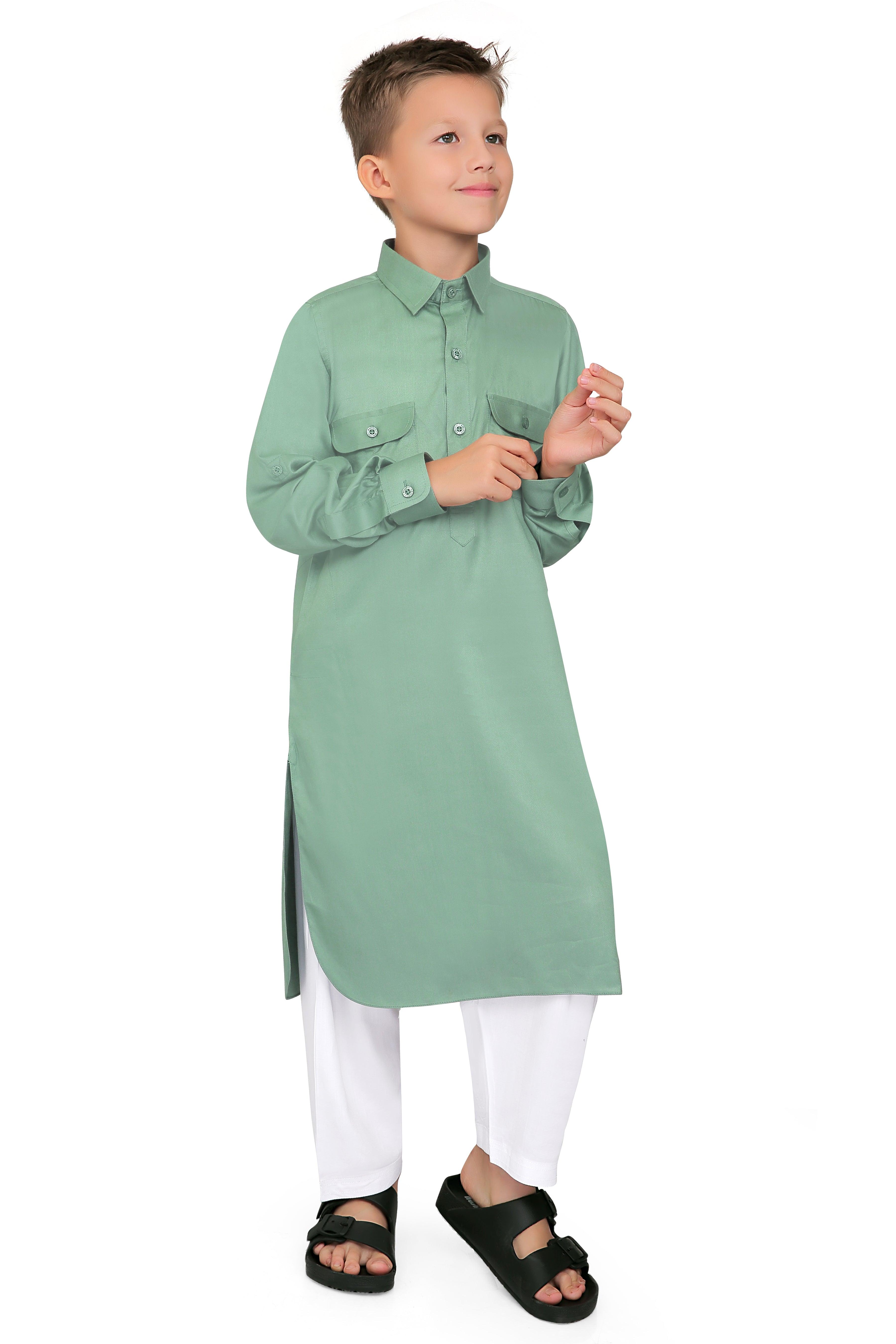 Oday Green Pathani Suit for Boys - Mashroo