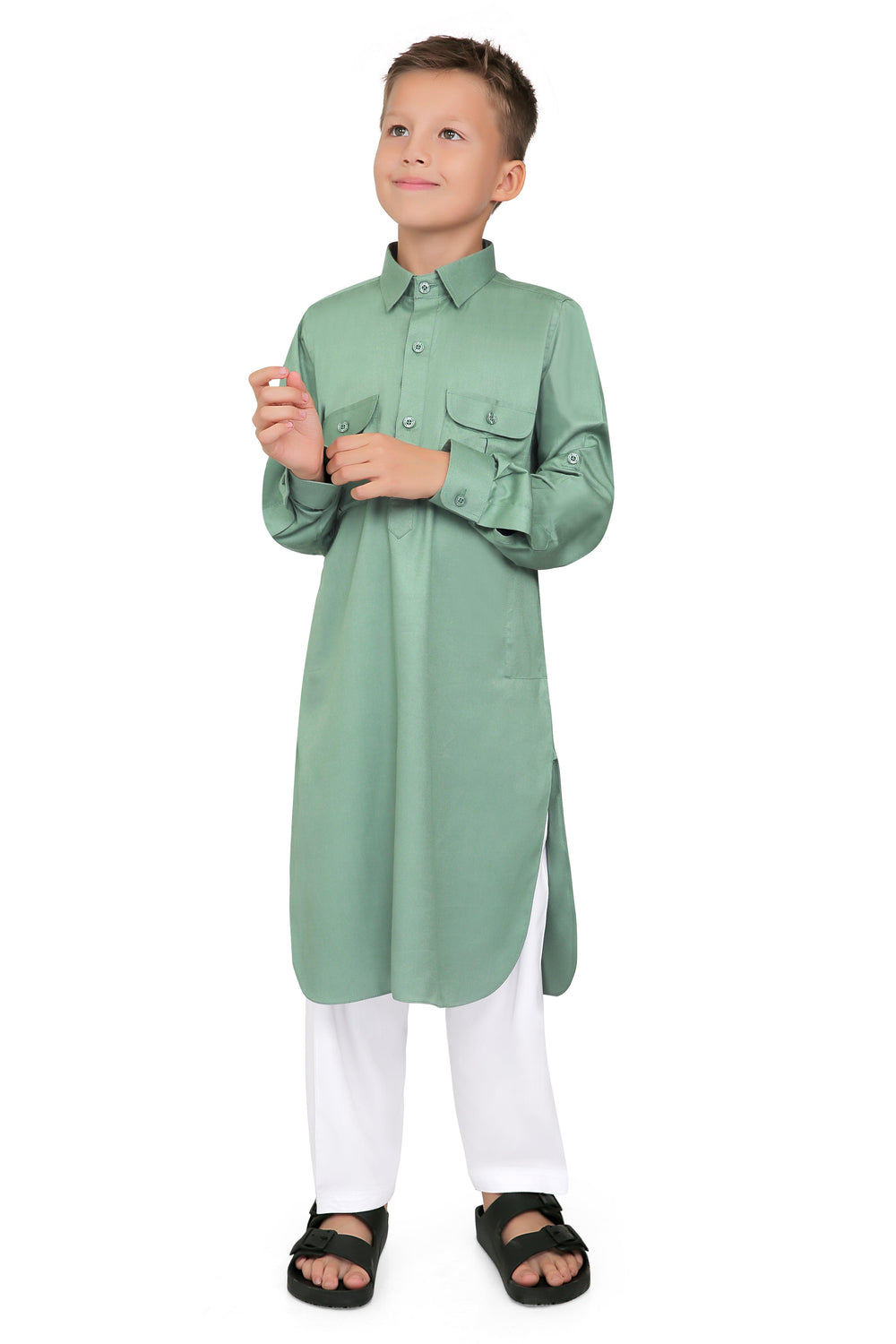 Oday Green Pathani Suit for Boys - Mashroo