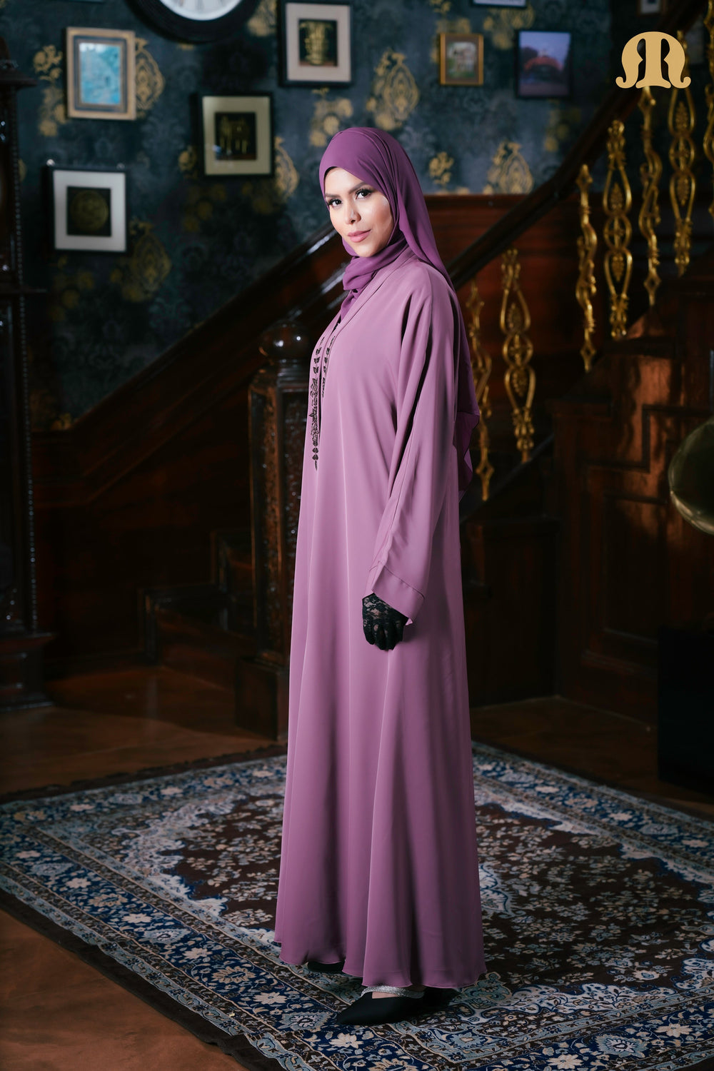Gwen Lilac Handwork Abaya