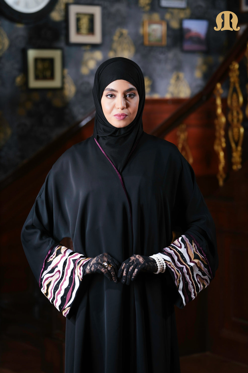 Elyse Handwork Abaya Black