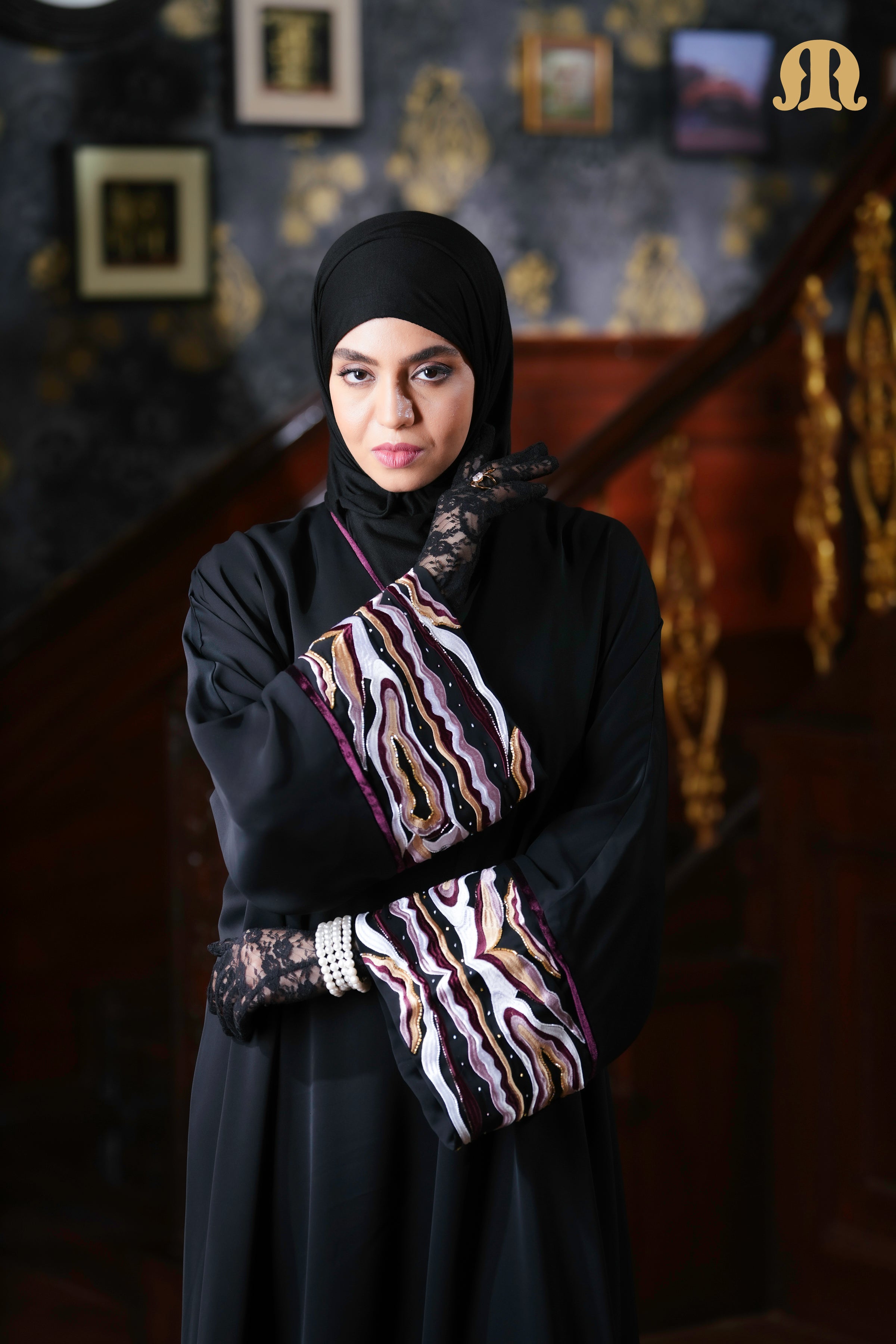 Elyse Handwork Abaya Black