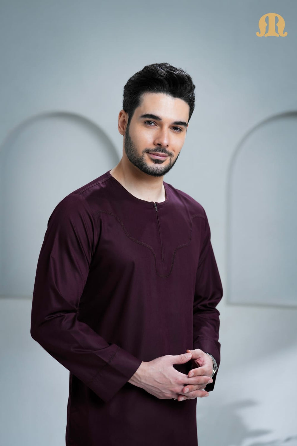 Kurvig Omani Thobe Maroon For Men
