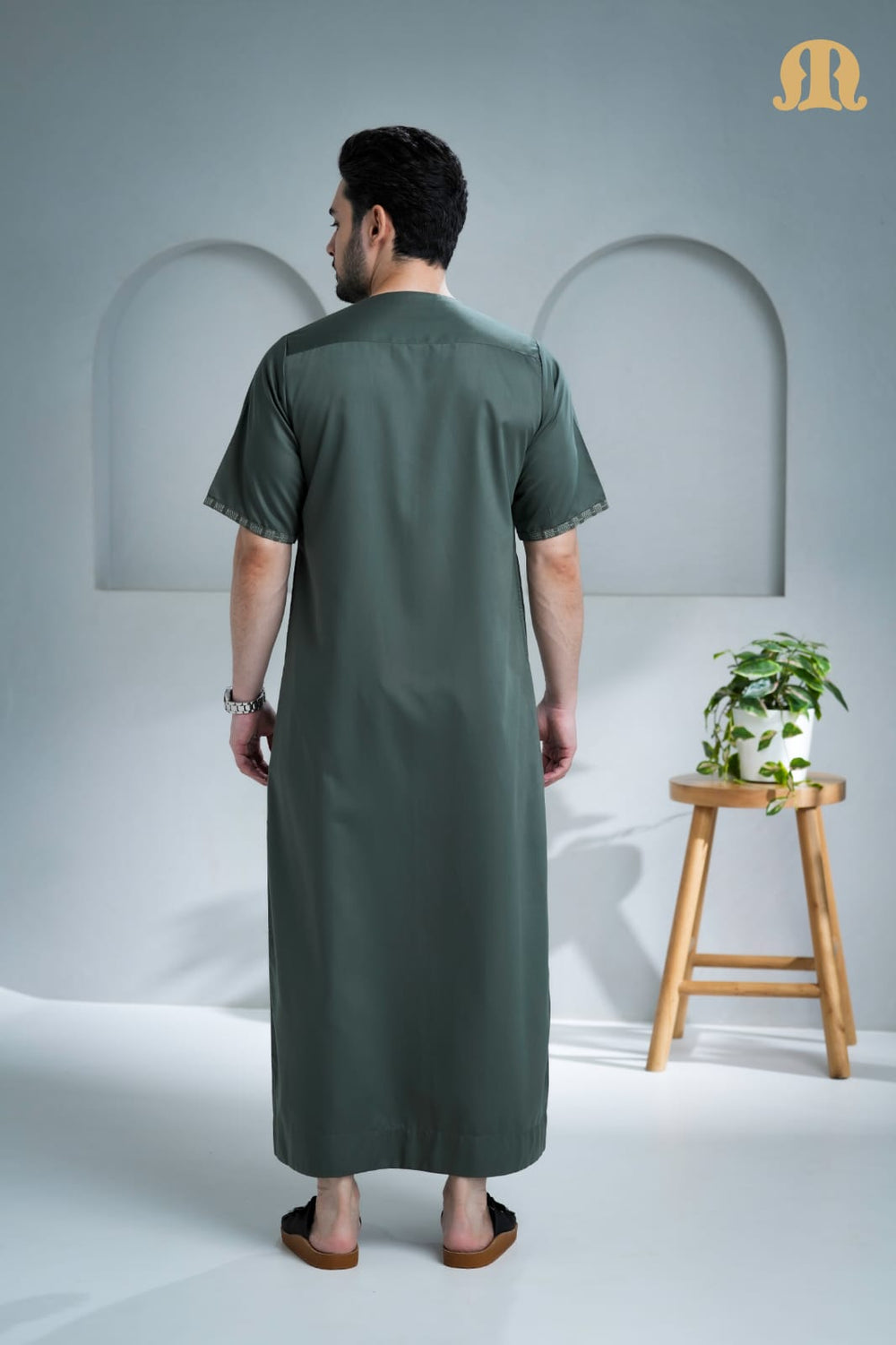 Undav Half Sleeve Thobe Green for Men
