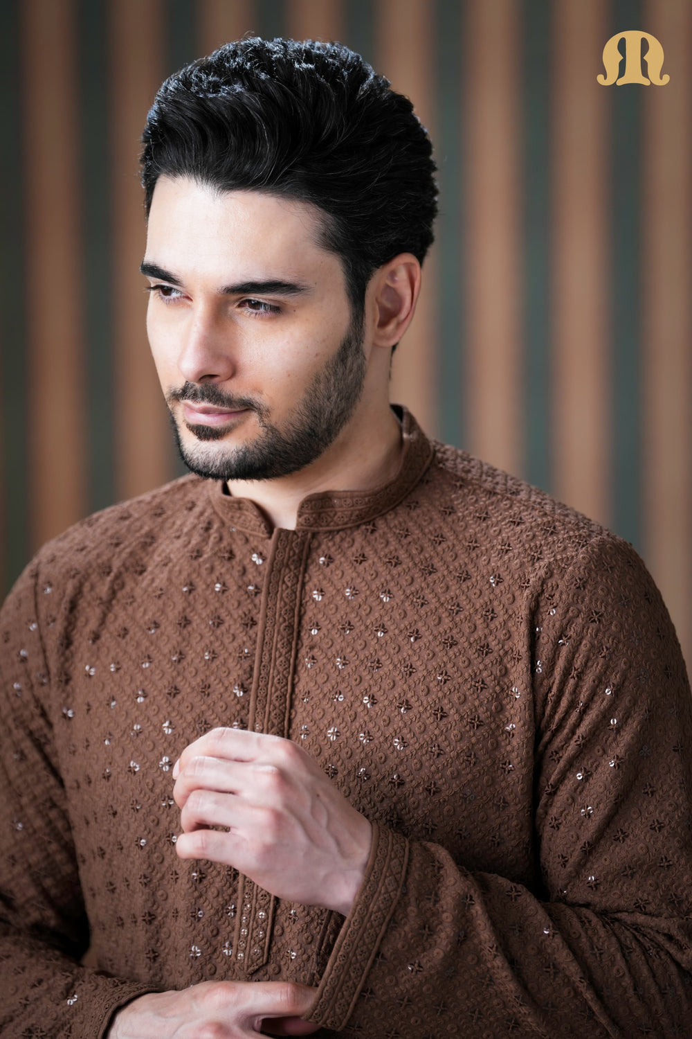 Haydos Chikankari Kurta Brown 2.0 for Men