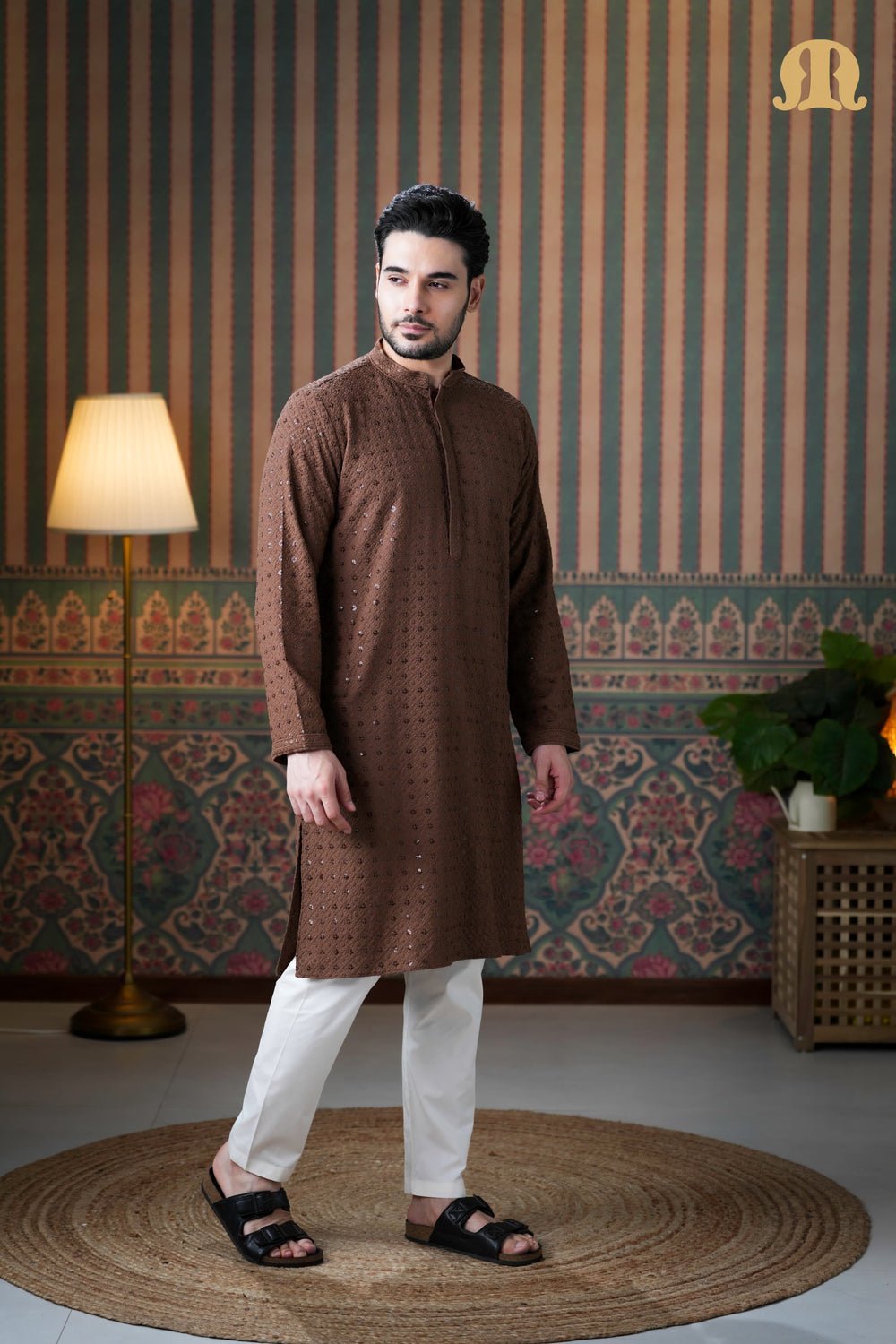 Haydos Chikankari Kurta Brown 2.0 for Men