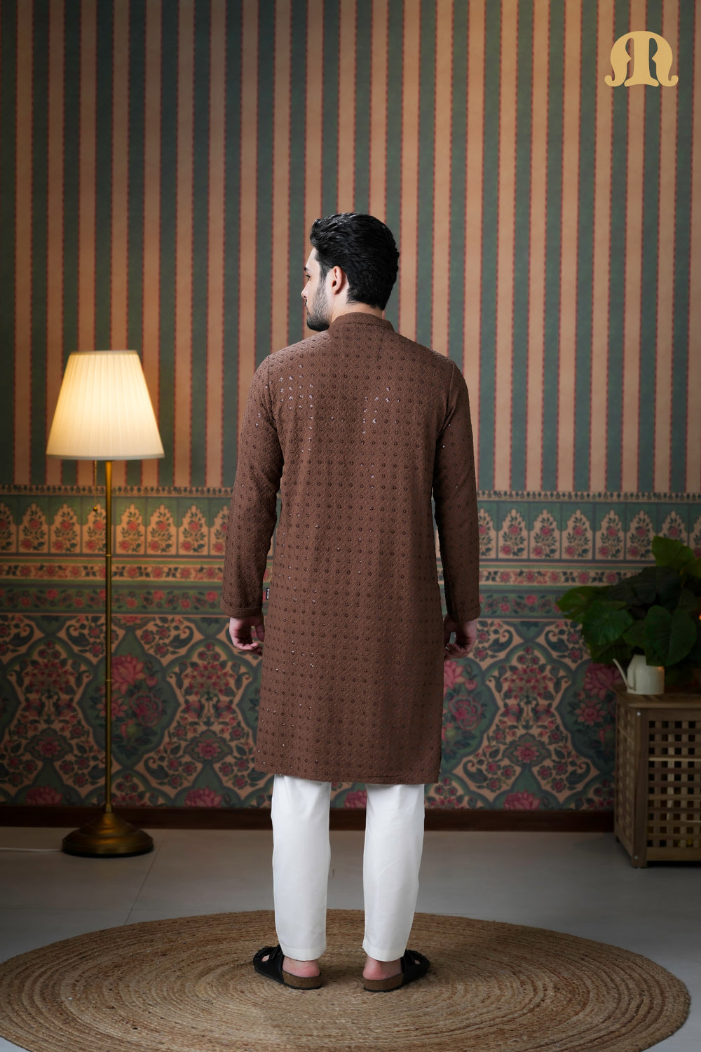 Haydos Chikankari Kurta Brown 2.0 for Men