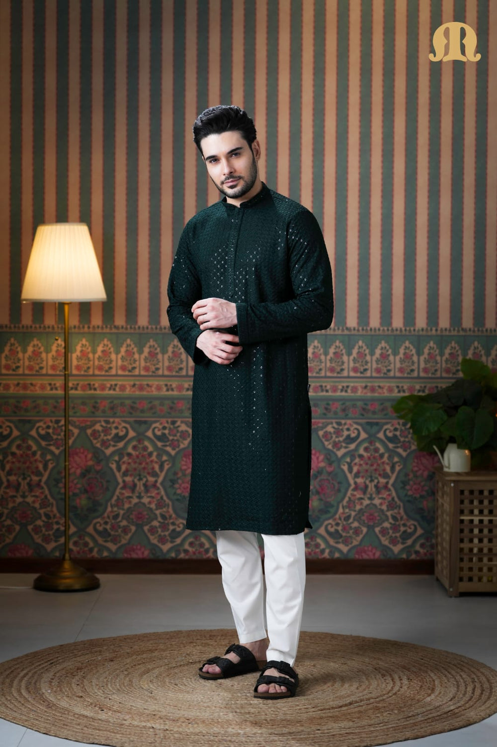Haydos Chikankari Kurta Green 2.0 for Men