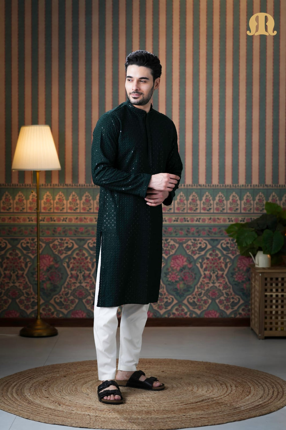 Haydos Chikankari Kurta Green 2.0 for Men