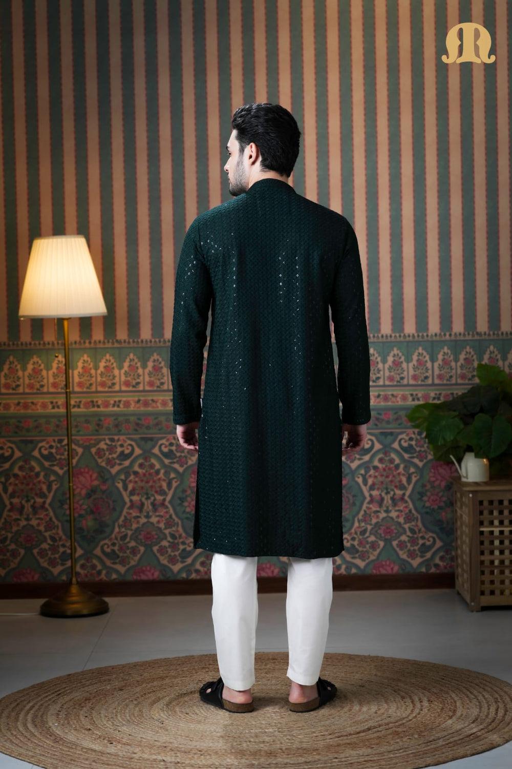 Haydos Chikankari Kurta Green 2.0 for Men