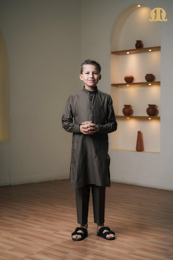 Asiri Brown Kali Kurta Set Boys
