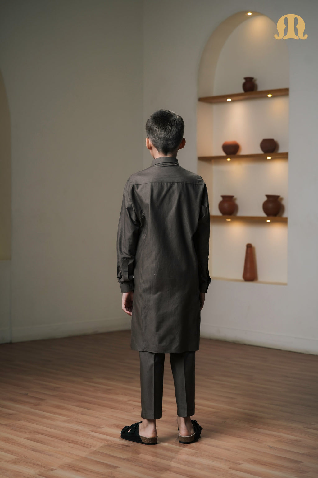 Asiri Brown Kali Kurta Set Kids