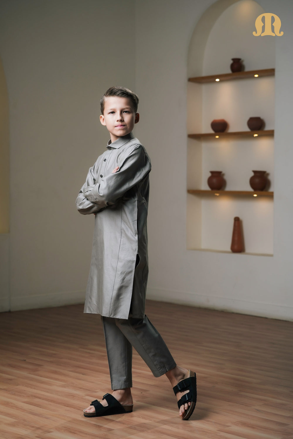 Asiri Grey Kali Kurta Set Kids