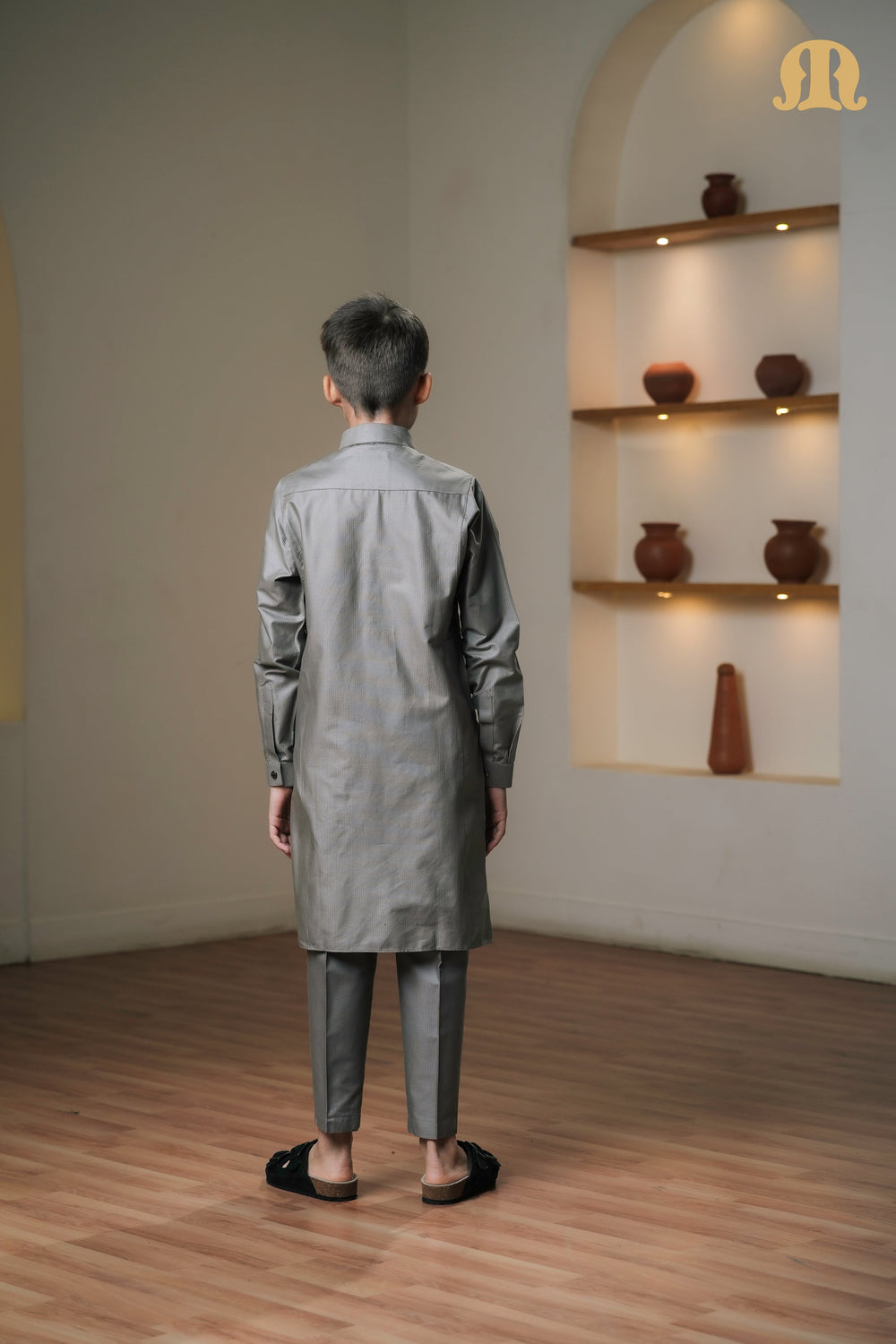 Asiri Grey Kali Kurta Set Boys