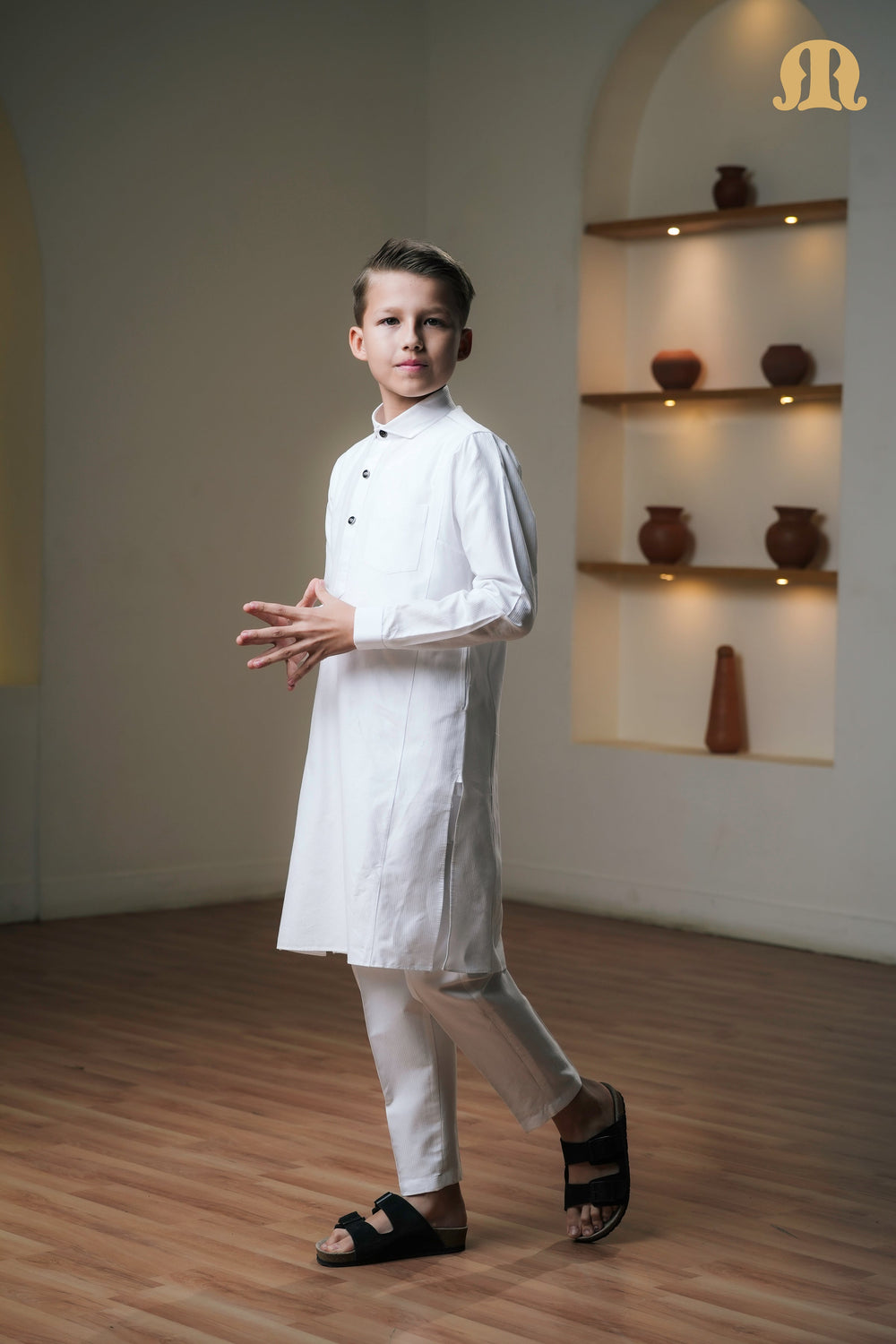 Asiri White Kali Kurta Set Kids