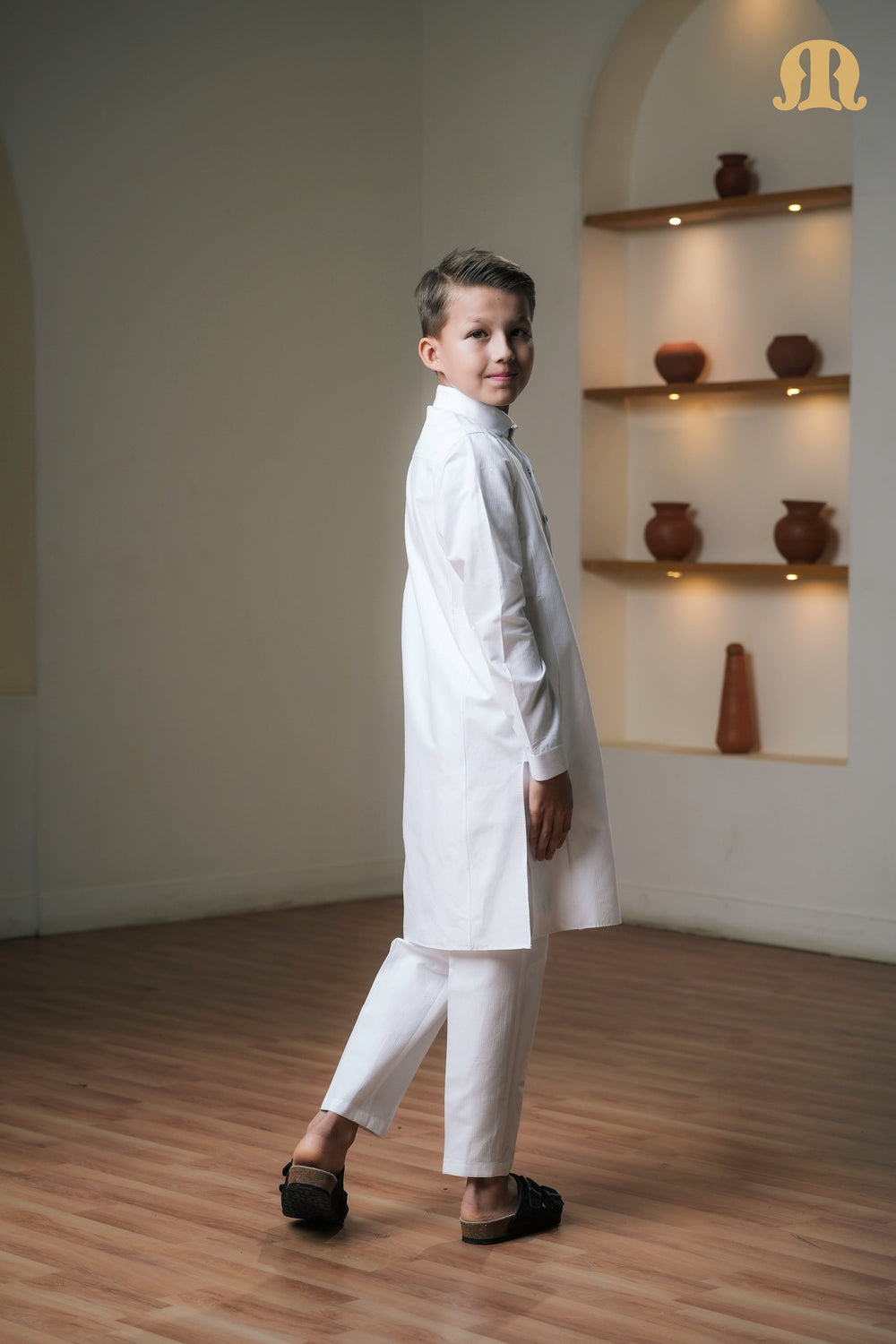 Asiri White Kali Kurta Set Boys
