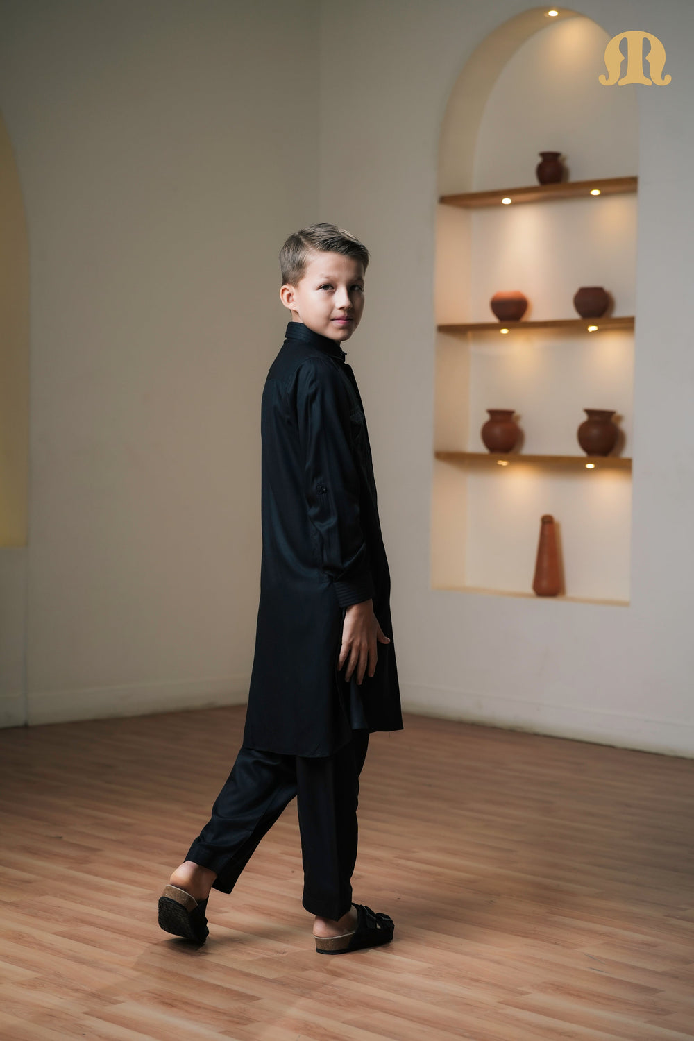 Kikan Black  Pathani Set Kids