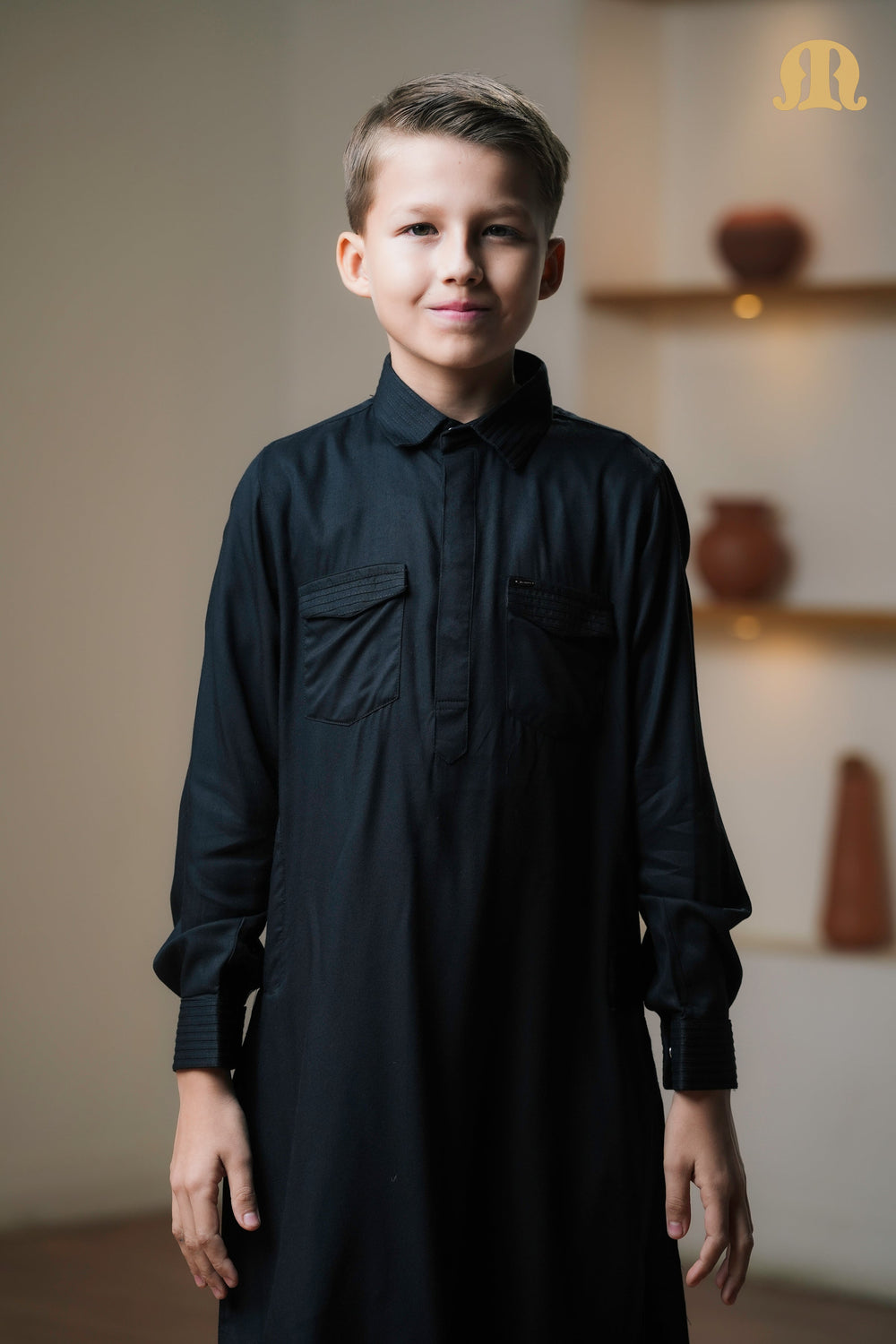 Kikan Black  Pathani Set Kids