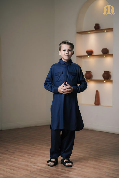 Kikan Blue Pathani Set Boys