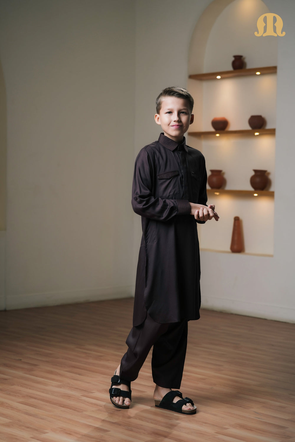 Kikan Brown Pathani Set Kids