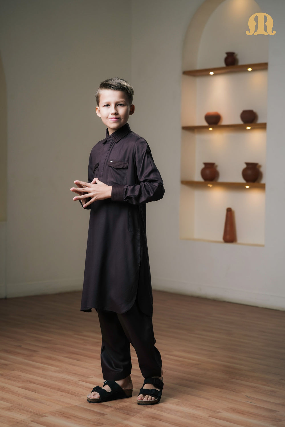 Kikan Brown Pathani Set Kids