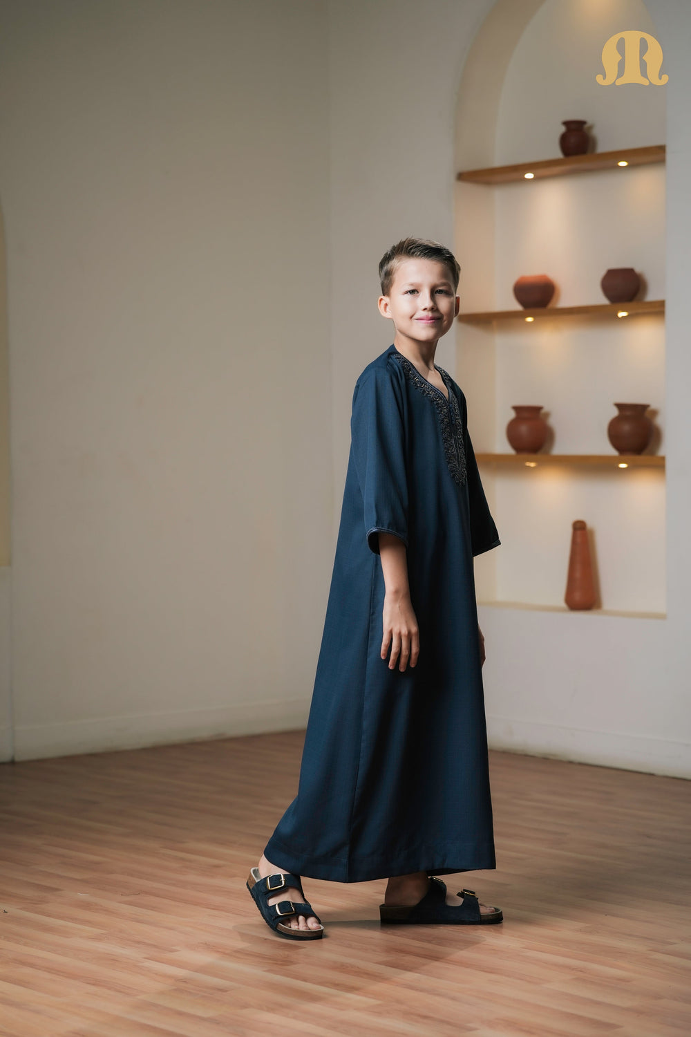 Navy Maksur Moroccan Thobe Kids