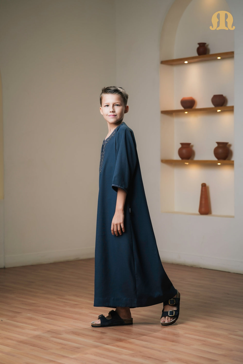 Navy Maksur Moroccan Thobe Kids