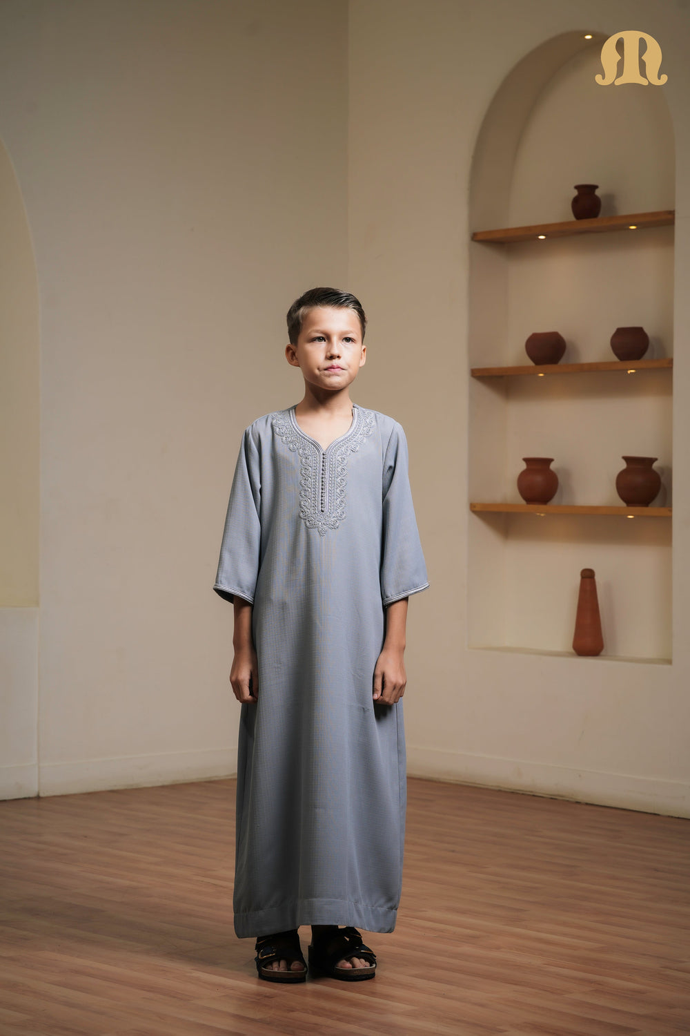 Grey Naqi Moroccan Thobe Kids
