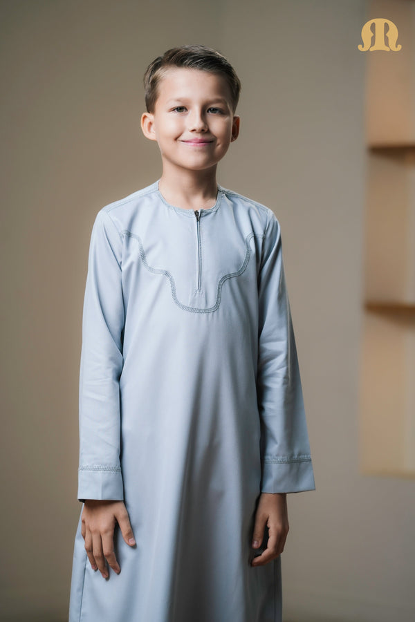 Kurvig Omani 2.0 Light Grey Thobe Kids