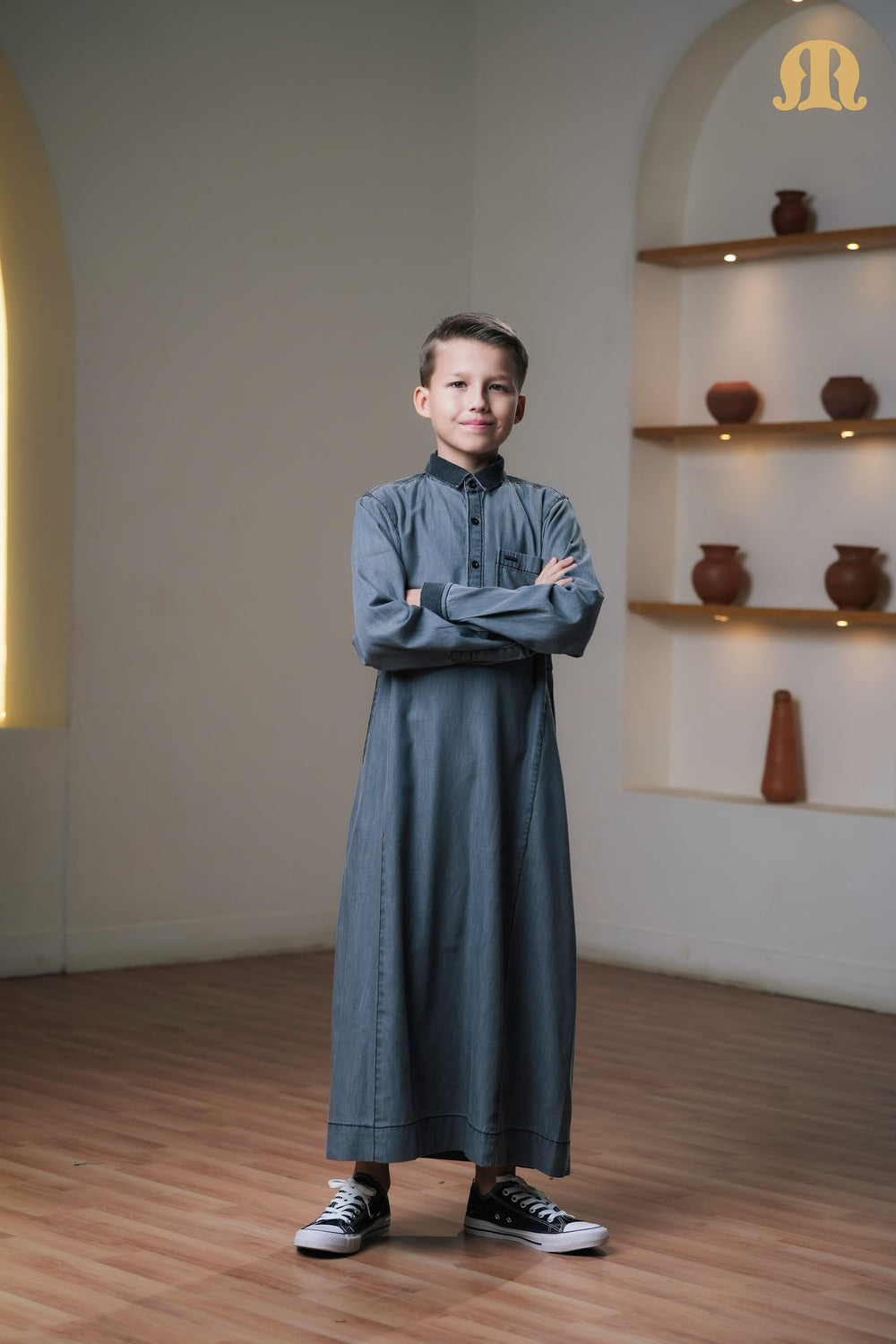 Black Koto Denim Thobe Kids