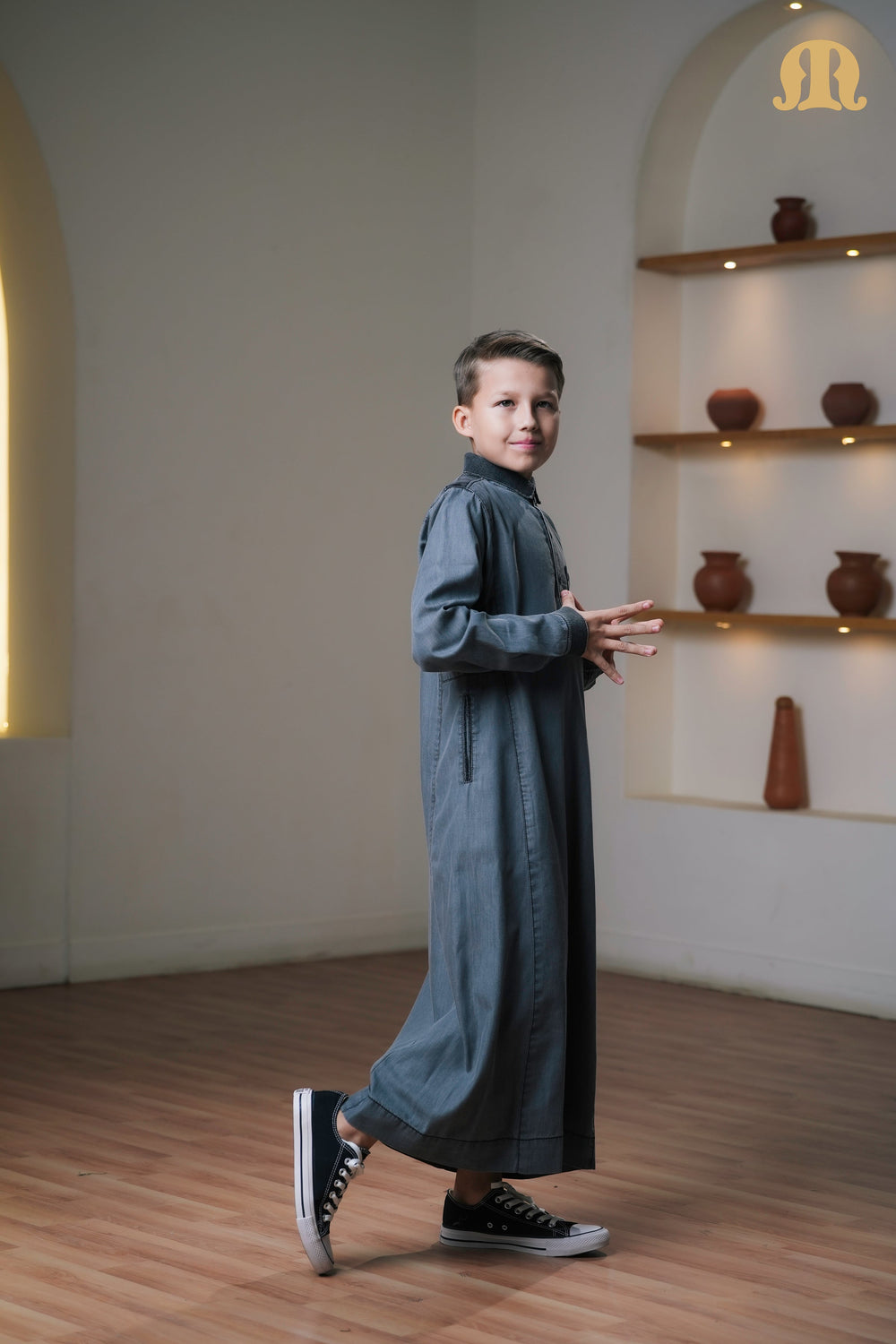 Black Koto Denim Thobe Kids