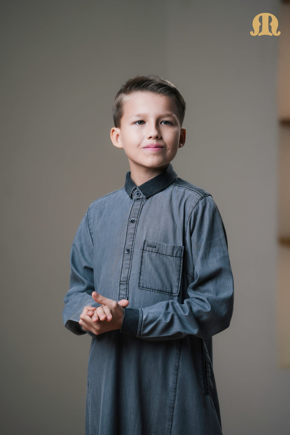 Black Koto Denim Thobe Kids