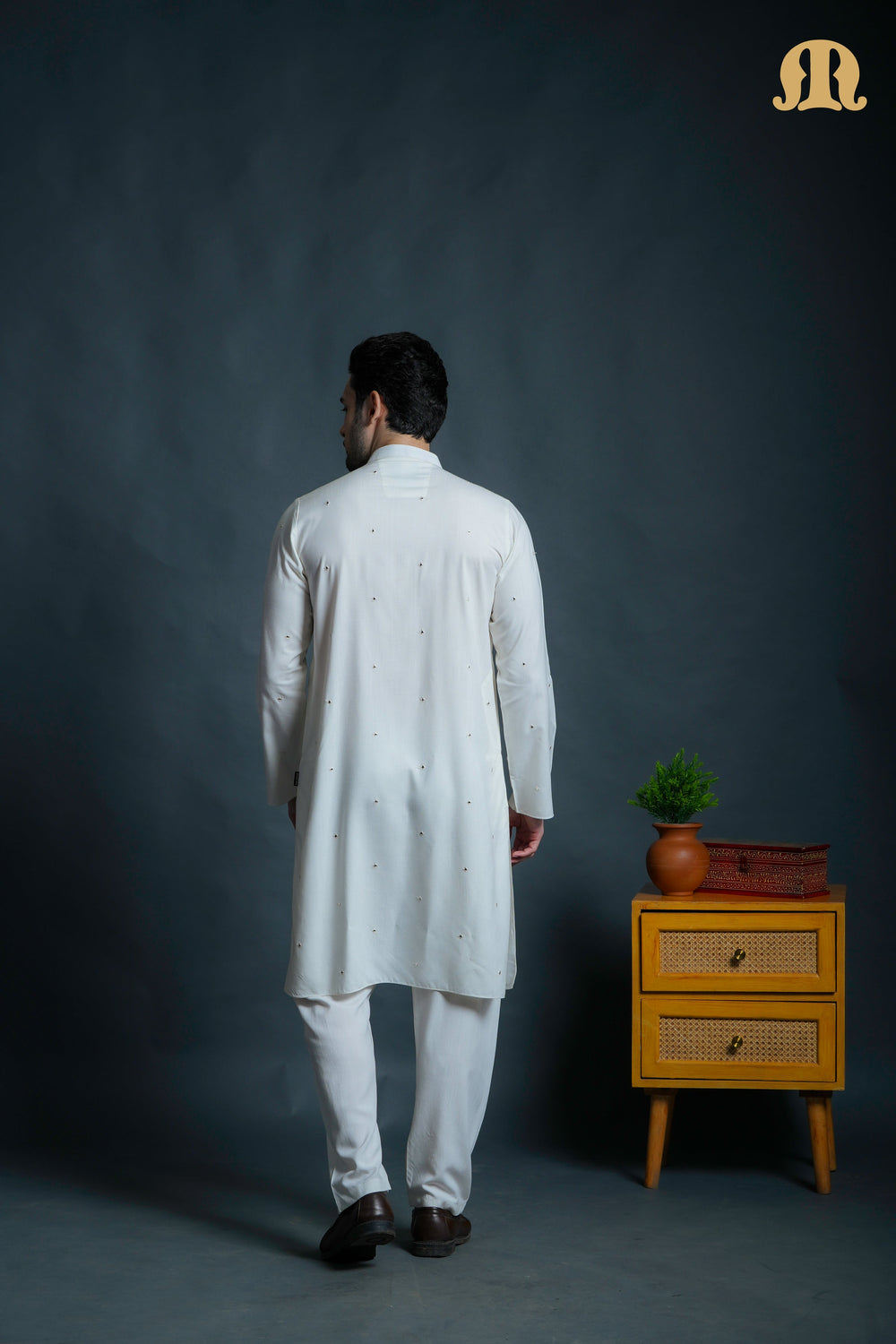 Fadeel Cream Kurta Set Men