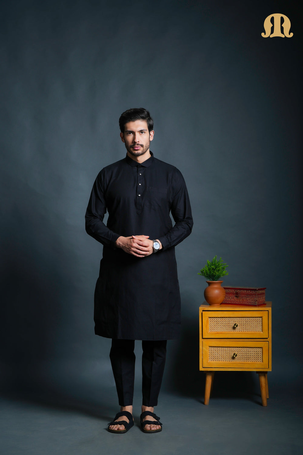 Asiri Black Kali Kurta Set Men